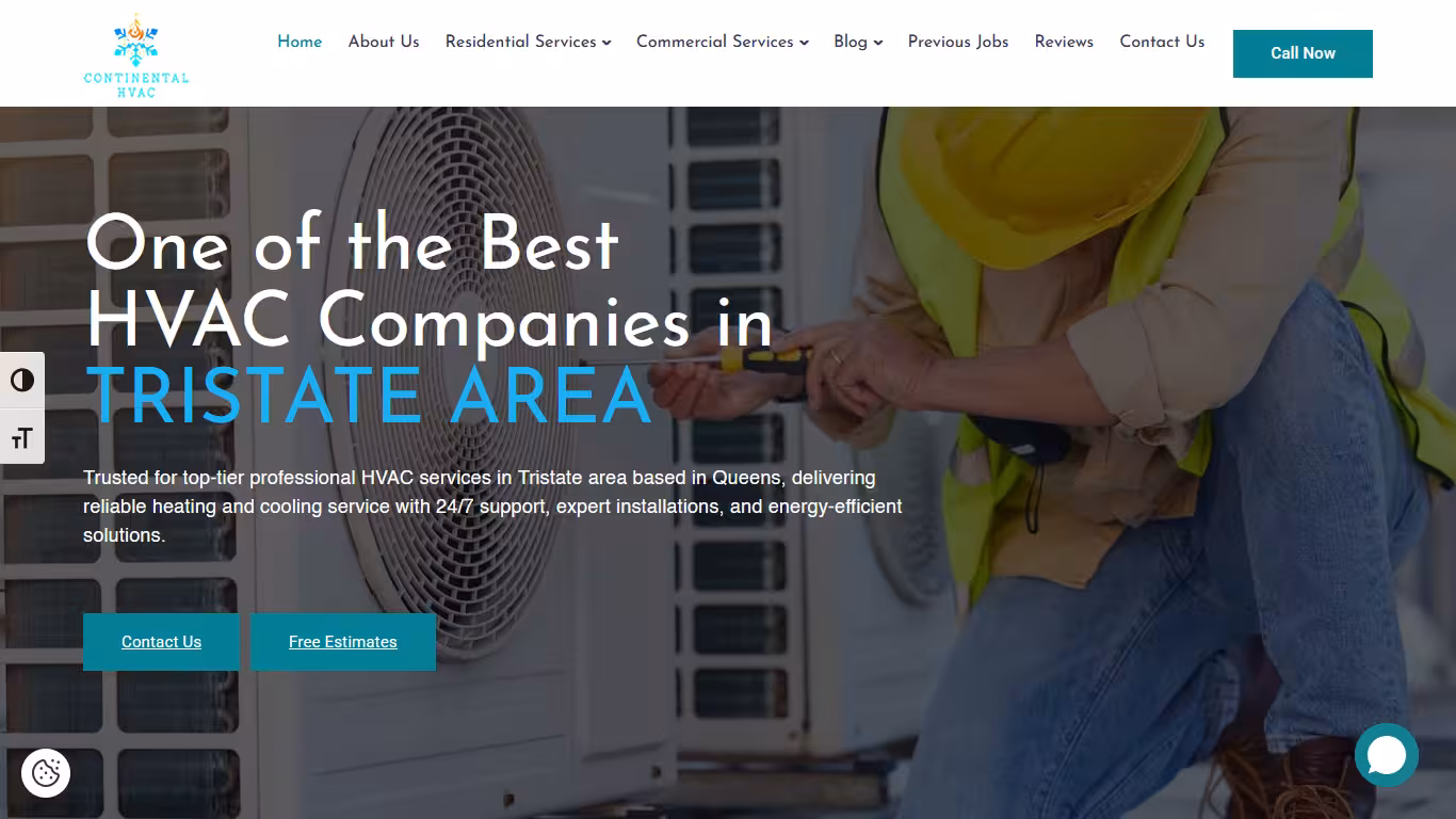 Portfolio case study HVAC business website project of Hedayet Saadi client name Continental HVAC
